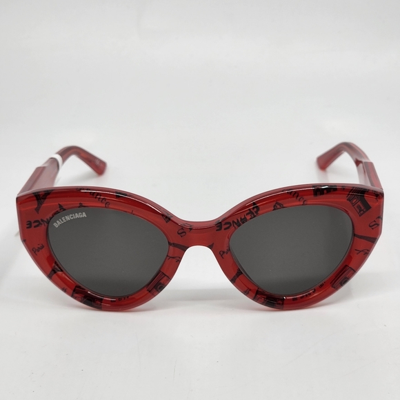 BALENCIAGA Cat Eye Sunglasses Redwith Black Print - Picture 2 of 11